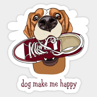 life with a dog. Dog make me happy Sticker